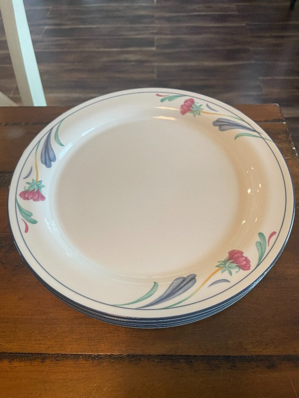 Lenox Chinastone Poppies on Blue Vintage Set of 4 Dinner Plates